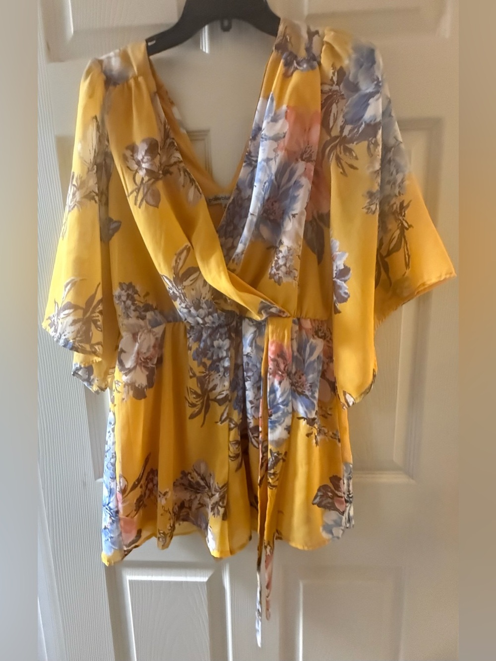 bailey blue Yellow Floral Wrap Romper